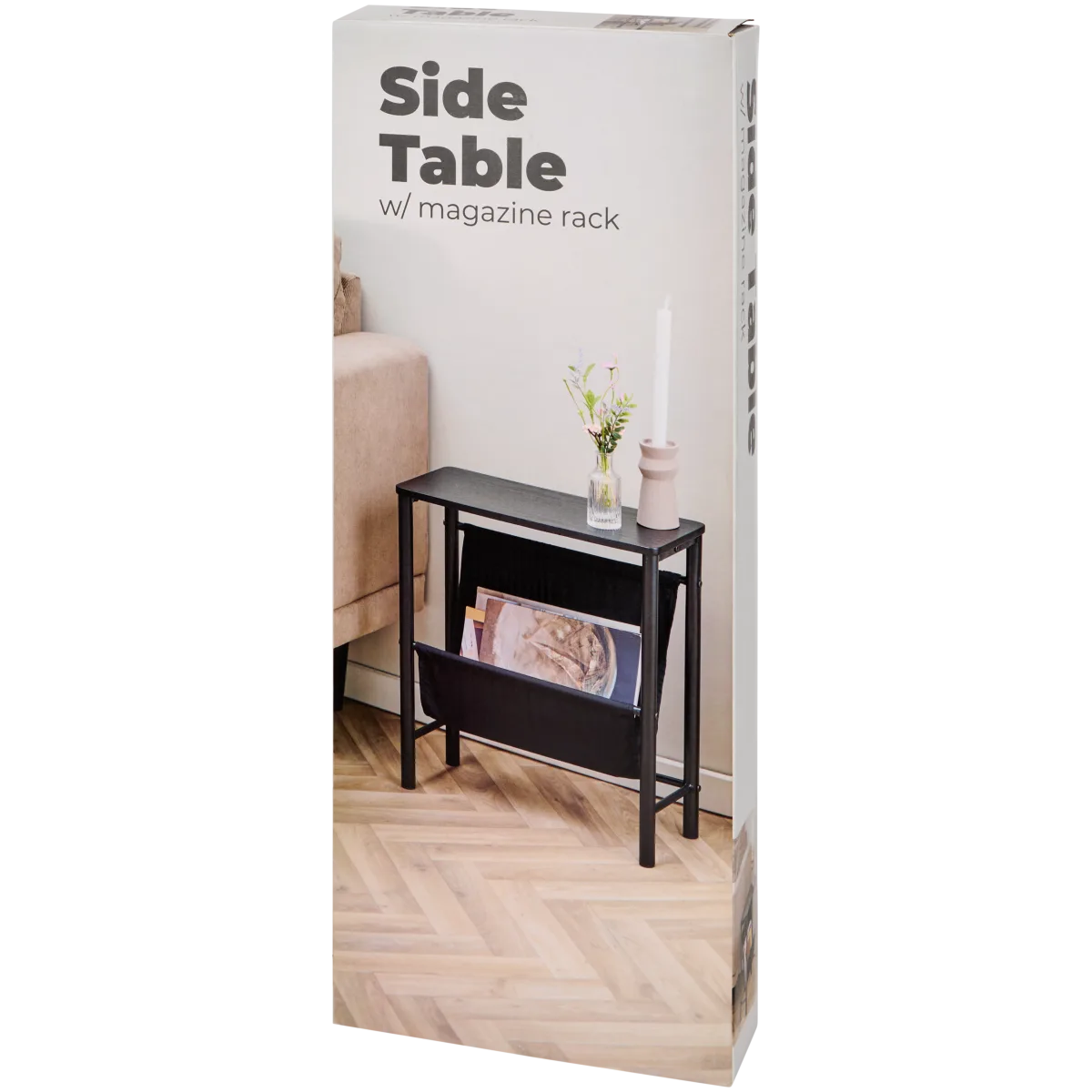 Beistelltisch – 48 x 20 x 50 cm, Beige, Metall, MDF-Holz