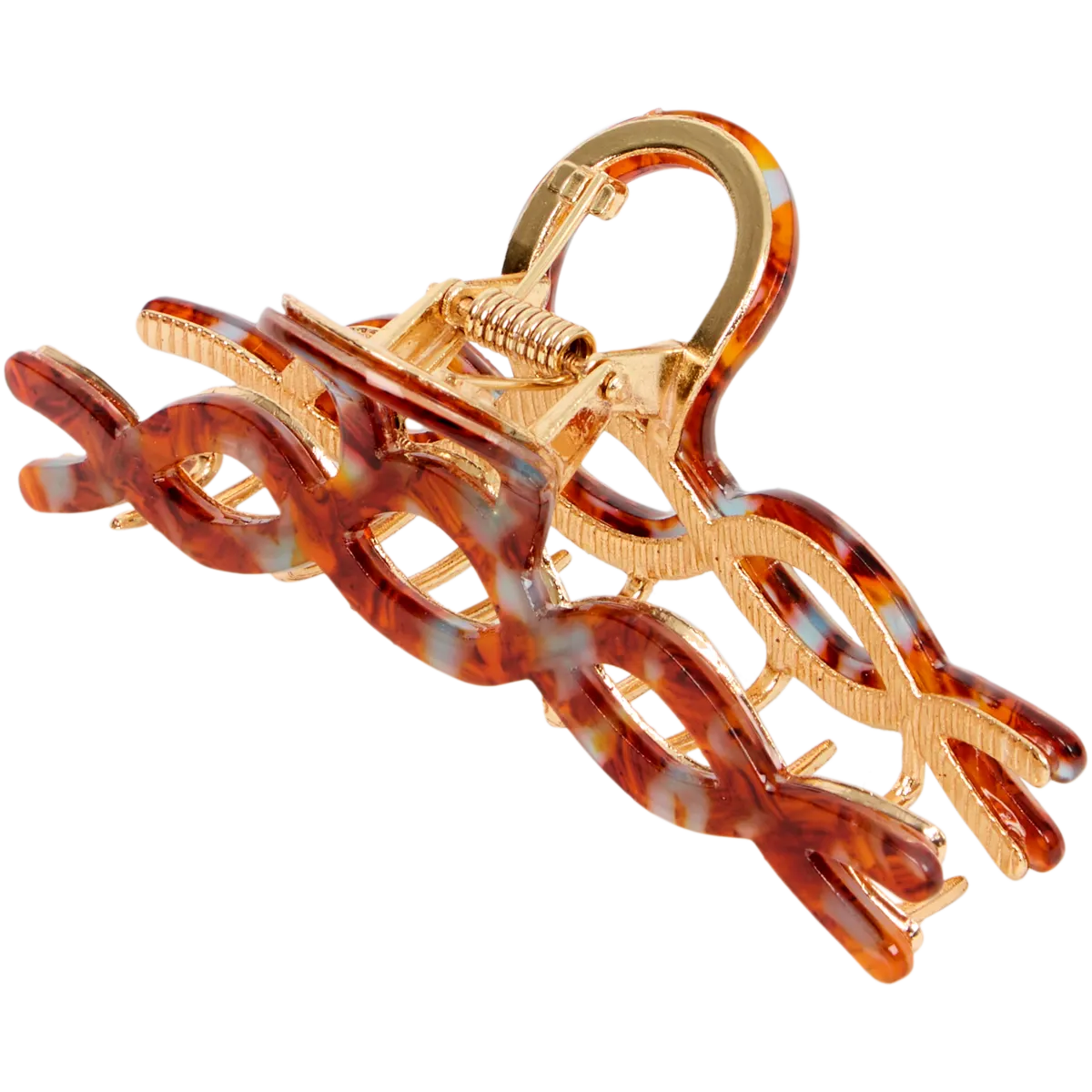 Pinza Per Capelli A Catena Tartarugata 7 Cm - Molletta Ad Anelli Incrociati - Fermaglio Basic Resistente Per Donne