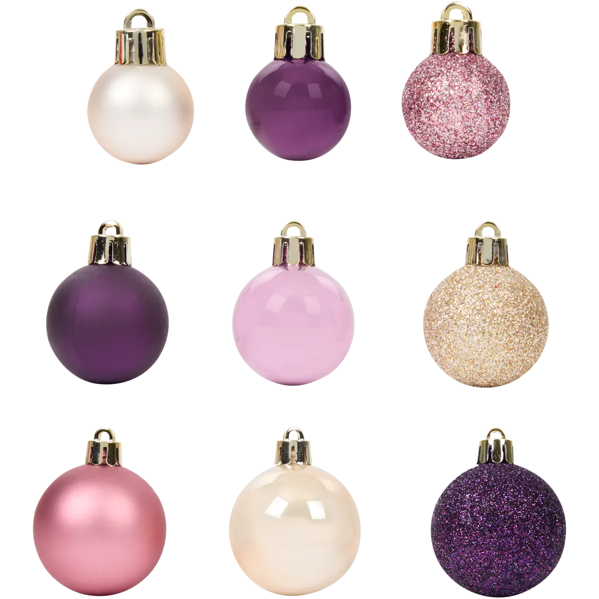 42 Petites Boules De Noël Or - 6 Designs Différents, Mini Boules Plastique Incassables 3CM Pour Sapin