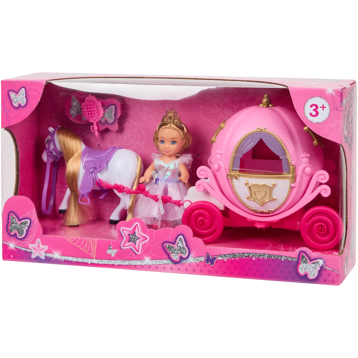 Avec Cheval Barbie Carrosse Licorne Acheter Cheval Et Carrosse Rose De La  Princesse Juguetilandia