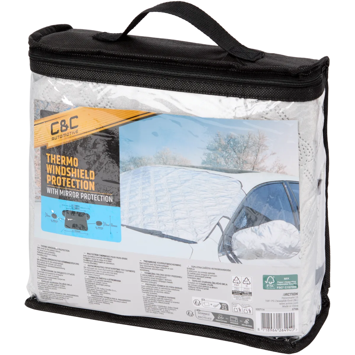 Bâche De Protection Pour Pare-brise Auto INTERHOME - 215x125 Cm, Double Face (soleil/froid), Avec Rabats Et Aimants - Compatible La Plupart Des Voitures