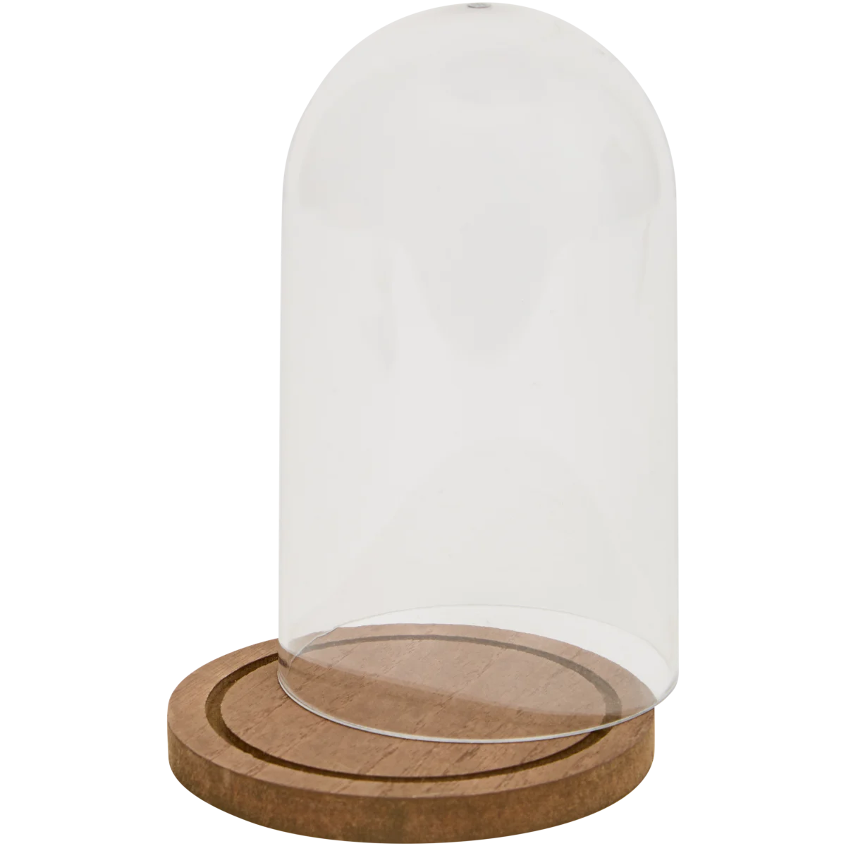 NBEADS Cloche D'Affichage En Verre, Couvercle De Dôme En Verre Décoratif Clair Cloche Bocal Vitrine Avec Base En Bois Blanc Pour Objets Fleur Table Centre De Table Décor, 15x25.5cm