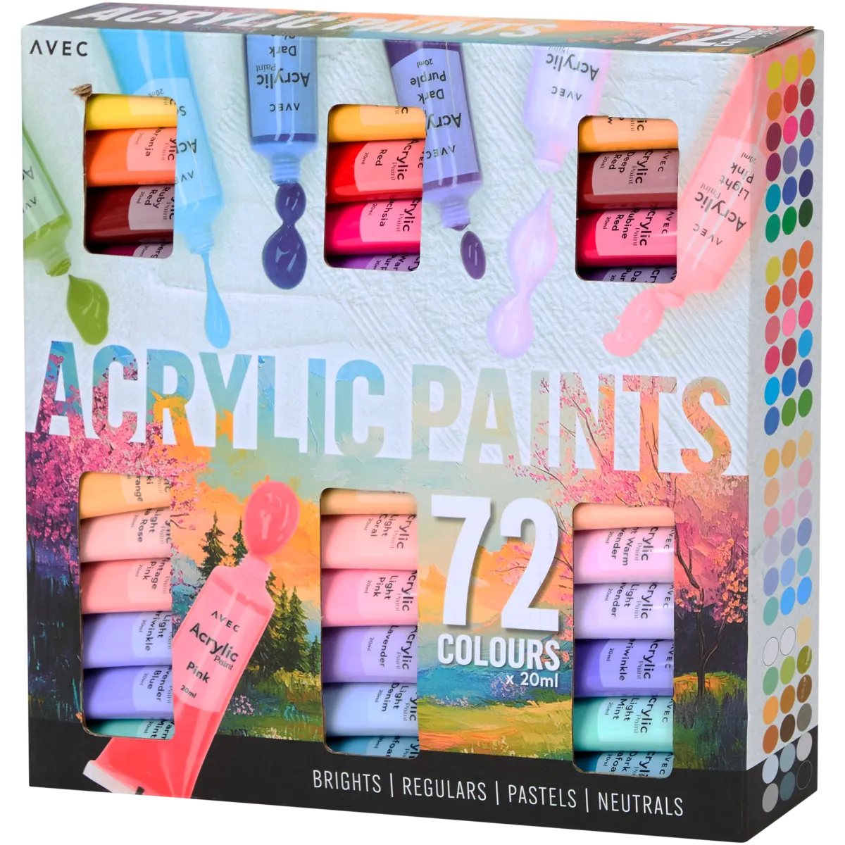 Avec Acrylfarbenset – Multicolor, 72 Stück
