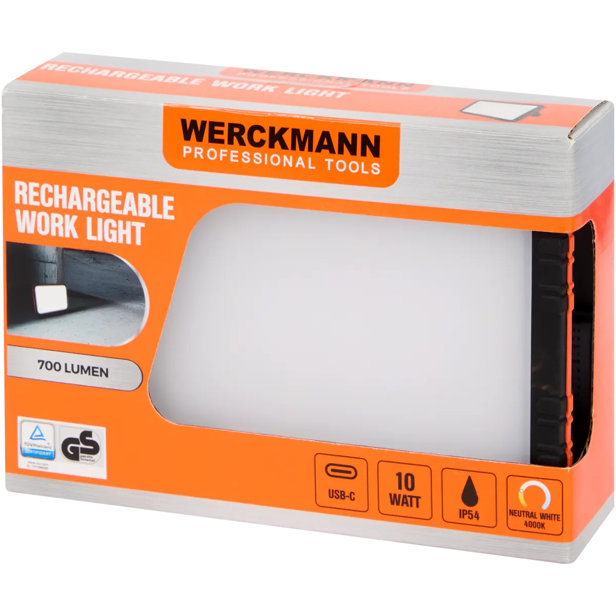 ANSMANN Luce da lavoro a LED, compatibile con batterie da 18V, incl. piastre di adattamento per Bosch, Makita, Milwaukee/Dewalt, 3000 lumen robusti 30 watt 3 livelli di luminosità