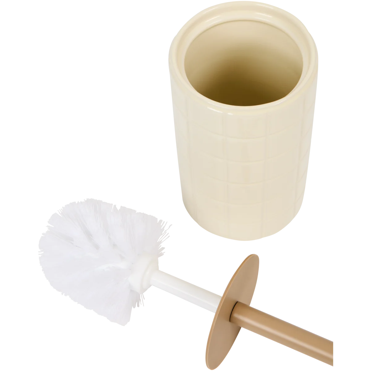 WENKO Porte Brosse WC céramique Badi, Brosse WC silicone noire, Céramique, 13,5 x 38 cm, sable