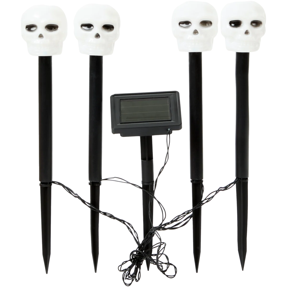 Halloween Doodskop Zonnelampen – Set Van 5 – Warmwitte LEDs – 600 MAh Batterij – Waterdicht – Eenvoudig In De Grond Te Plaatsen – Perfect Voor Tuin, Gazon, Pad En Feest