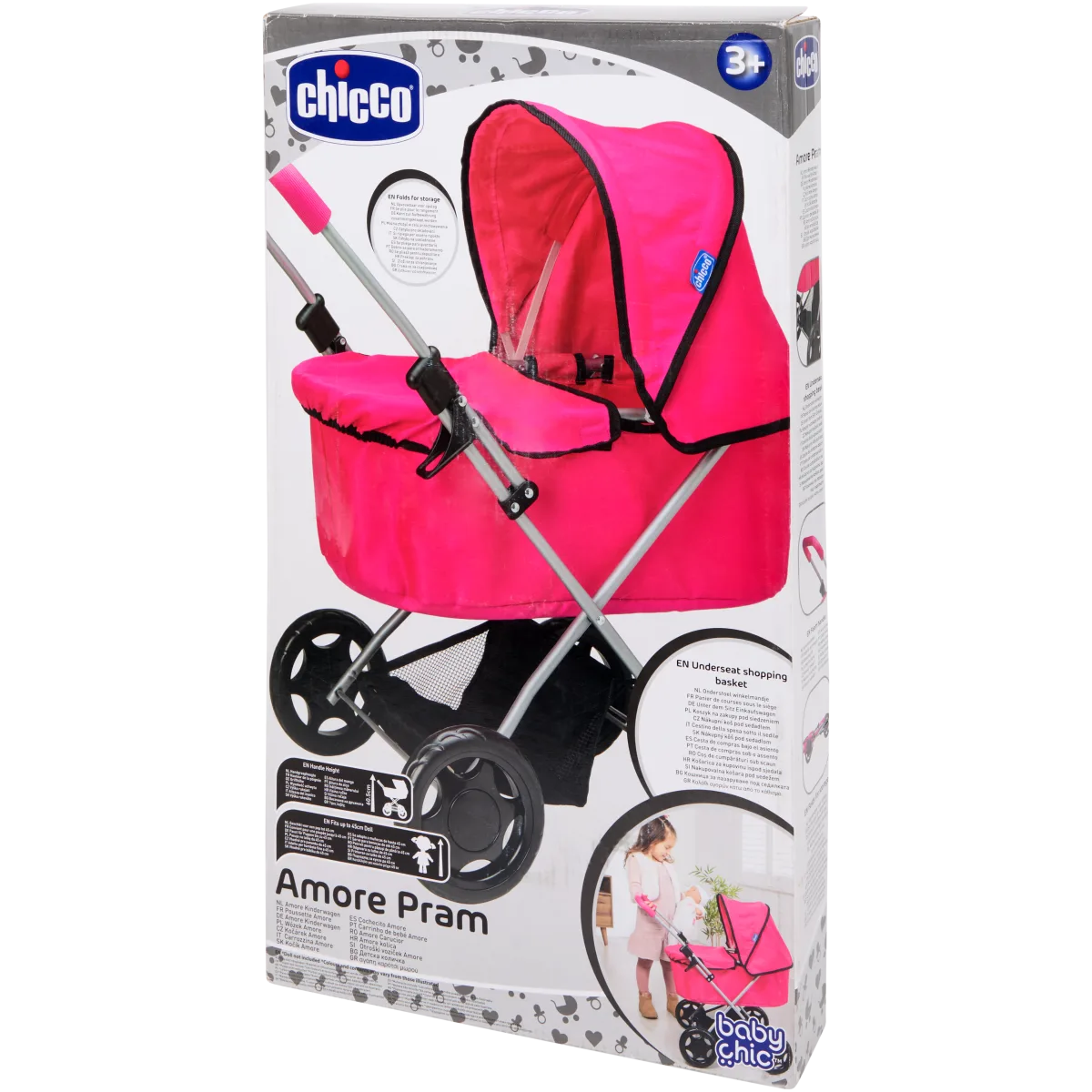 Puppenwagen Mit Puppe. Rosa,Buggy, Rosa, Klappbar, Tolles Geschenk Für Kleinkinder Kinder
