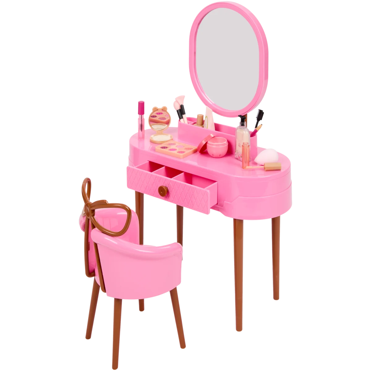 Roze houten kaptafel met stoel ✔️ Petite Amélie