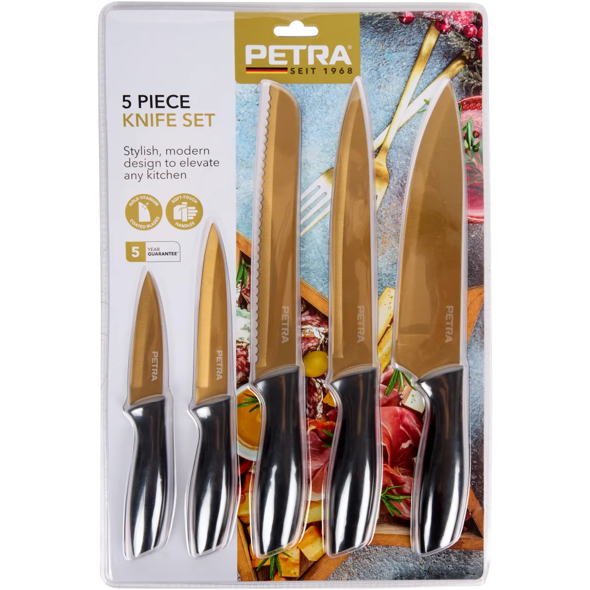 Ceppo coltelli con coltelli da 7 pezzi, set coltelli con rivestimento