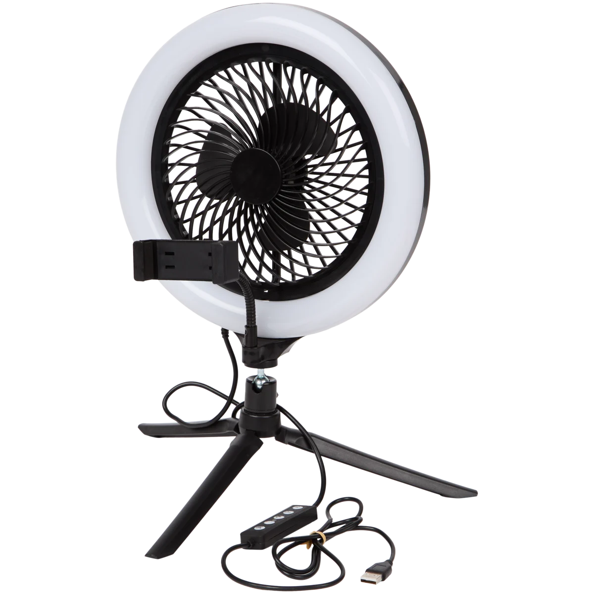 Eurodomest Selfie-Ring mit Ventilator – 2.5W, 5V, Schwarz