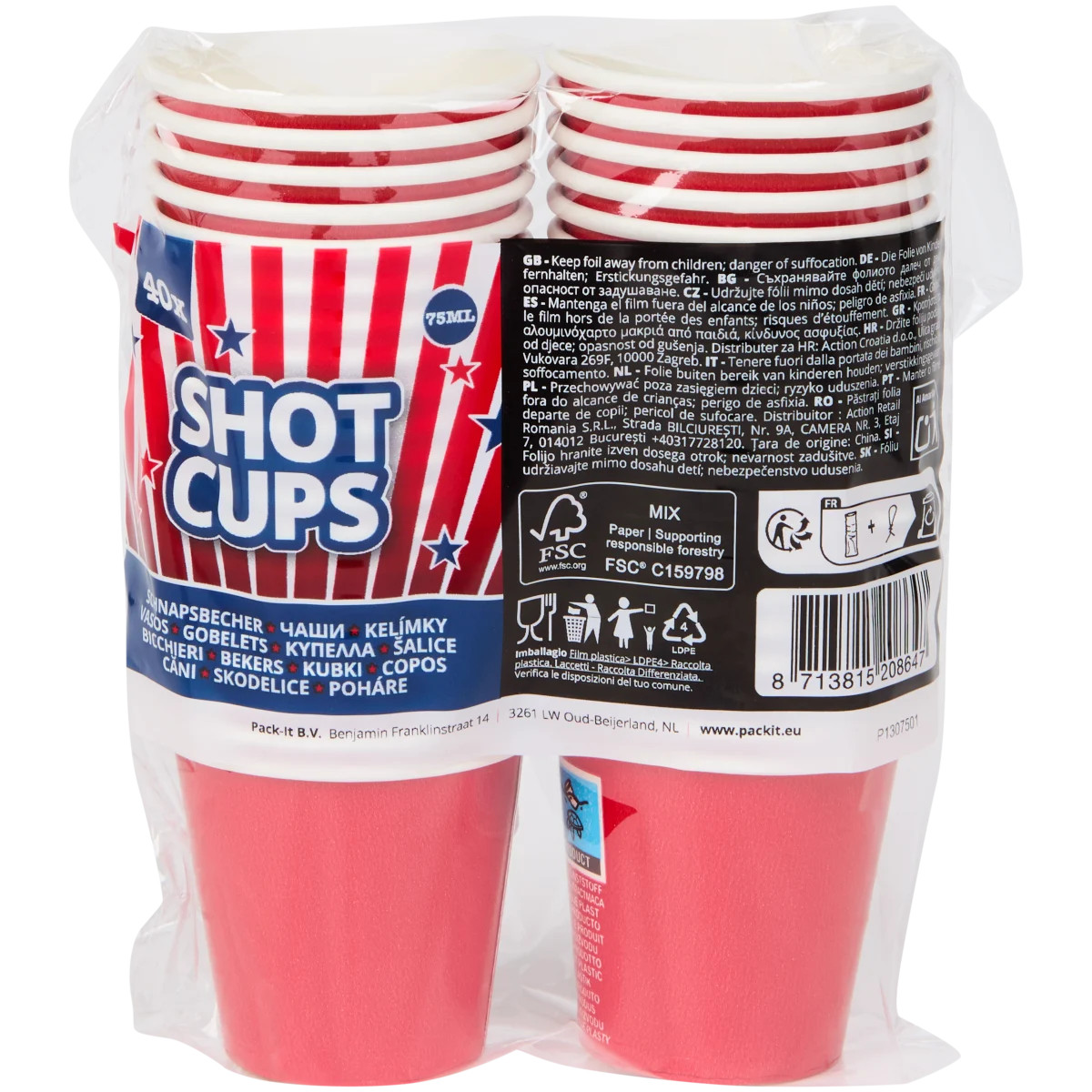 Shotbecher – Rot, 40 Stück