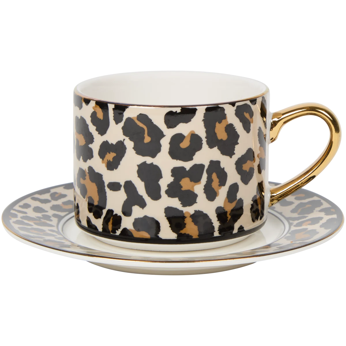 Tasse und Untertasse aus Porzellan – gemustert, 2-teilig