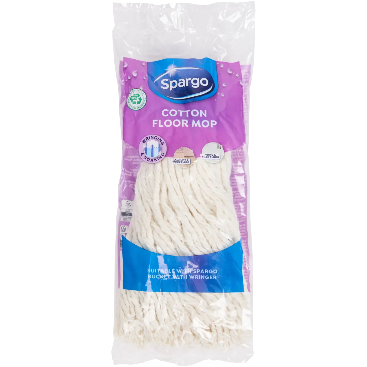 VIGAR 412 Mocio Nova Spun Ecologico In PP - Massima Assorbenza, Testina Sostituibile Blu E Bianca