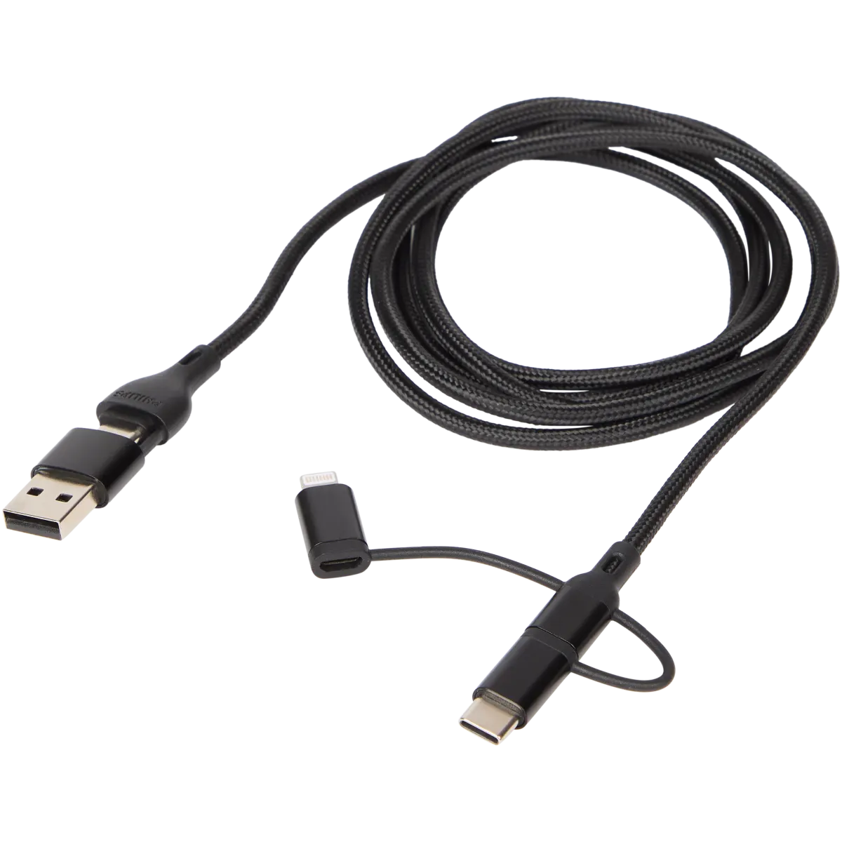 VONMÄHLEN High Six Lightweight Charging Cable 6 in 1 Keychain - Compact All -in-One Fast Charging Cable with USB-C, USB-A and Micro USB for Cell Phone and Mobile Devices (Black