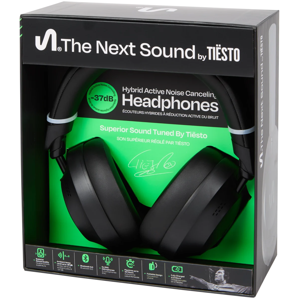 THE NEXT SOUND / Feels α The Next Sound by Tiësto draadloze ANC koptelefoon – Zwart