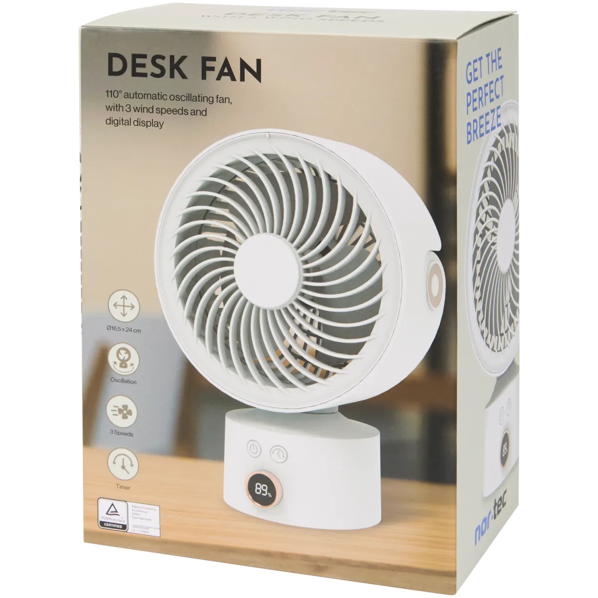 Basics - Ventilatore oscillante da tavolo, a 3 velocità, 40 W, Nero Basics - Ventilatore oscillante da tavolo, a 3 velocità, 40 W, Nero