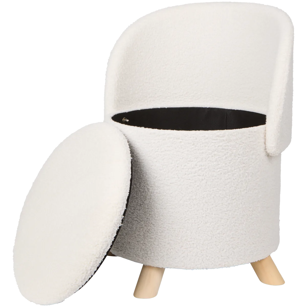 Hocker mit Stauraum – Ø 45 x 61 cm, Weiß
