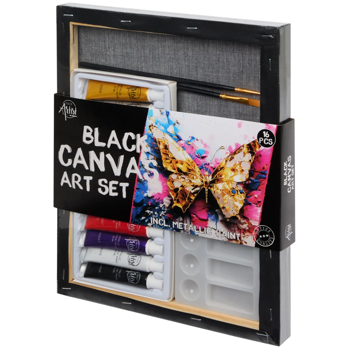 Peinture Acquarelli Creativ Company - Noir - Set Avec 8 Couleurs Et Pinceau Pour Art Et Loisirs