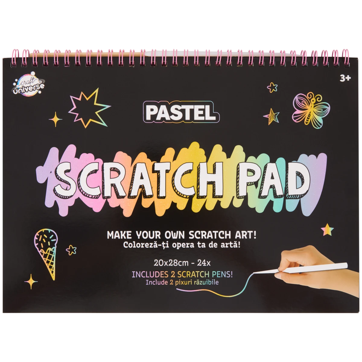 Pracht Creatives Hobby Royal & Langnickel - Kit De Rascar Lobo Y Luna En Plata | Dibujo Mágico Para Niños Y Adultos | Incluye Bolígrafo Y Plantilla | Arte Relajante Y Fácil
