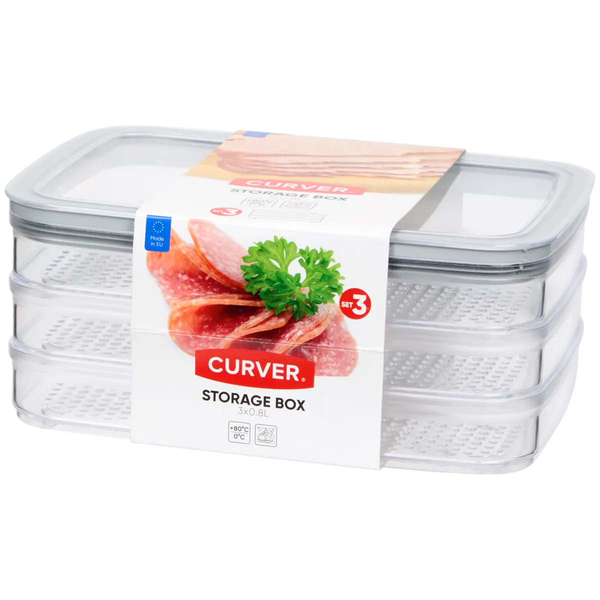 Curver Scatole Rettangolari Per Cucina, Trasparente/Rosso, Confezione Da 4 - 5
