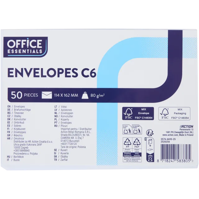 Enveloppes Office Essentials C6