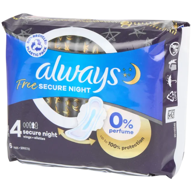 Serviettes hygiéniques Always Free Secure Night