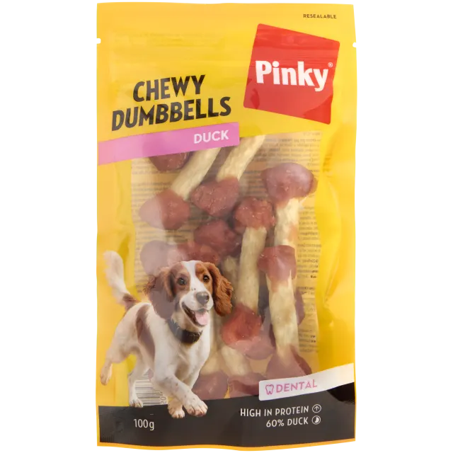 Bâtonnets à mâcher pour chien Pinky Duck Dumbbells