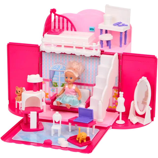 Poupée avec maison pliable