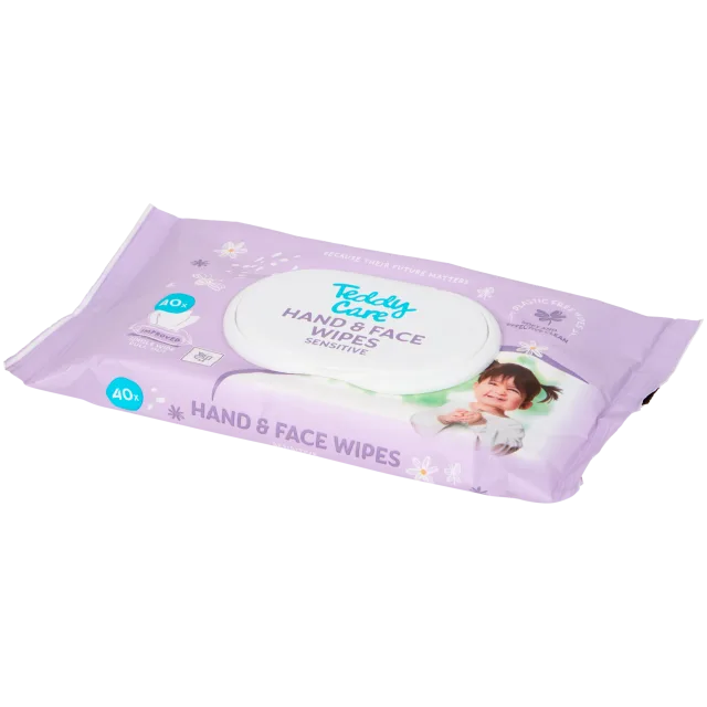 Lingettes nettoyantes mains et visage Teddy Care Sensitive