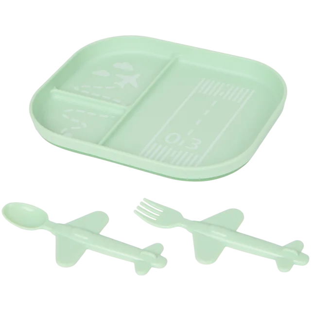 Assiette en silicone avec couverts