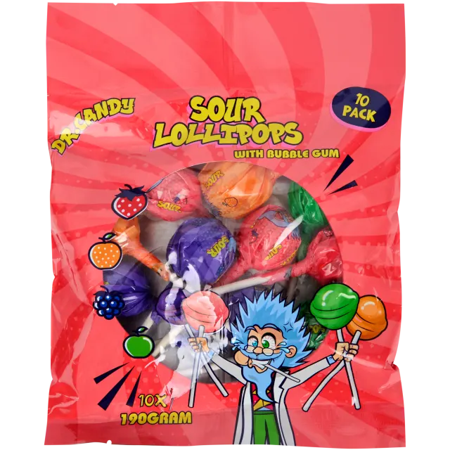 Sucettes acidulées Dr. Candy