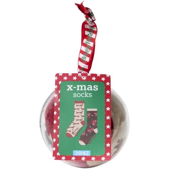 Chaussettes de Noël dans une boule de Noël