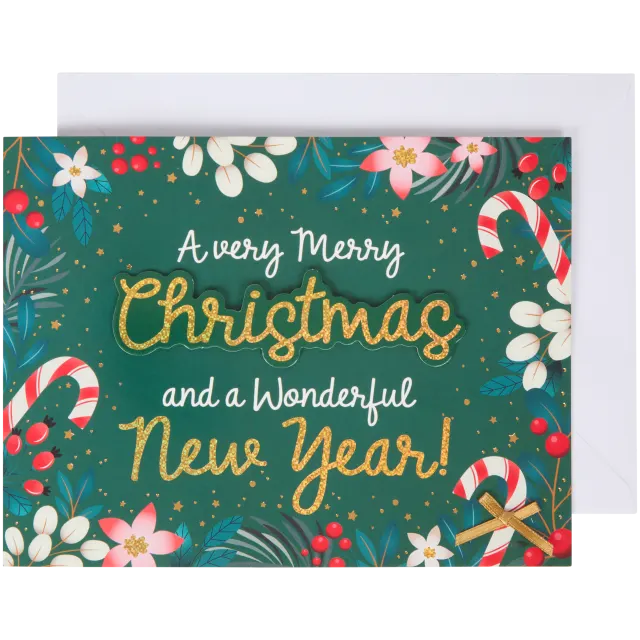 Carte de Noël avec film pailleté