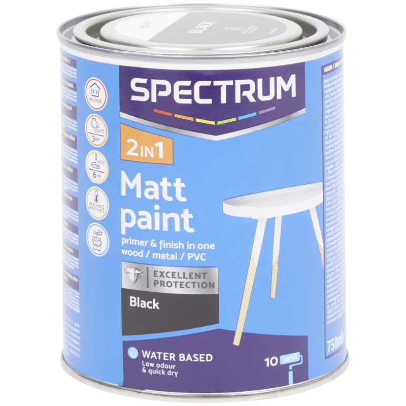 Peinture mate 2-en-1 Spectrum Noir