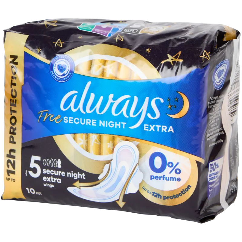 Serviettes hygiéniques Always Free Secure Night Extra