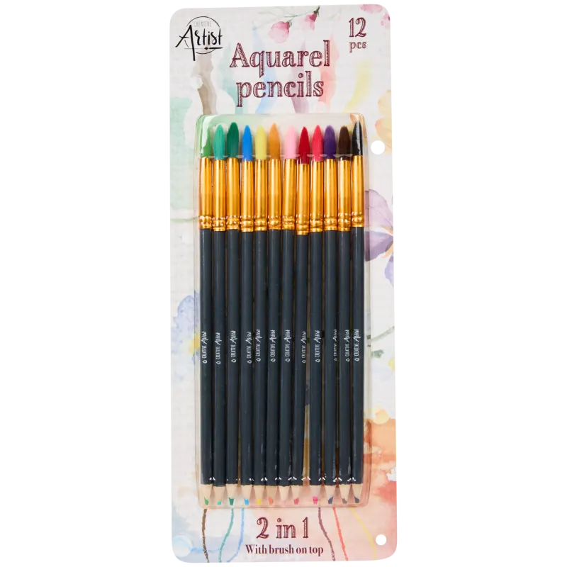 Crayons et pinceaux aquarelle 2-en-1