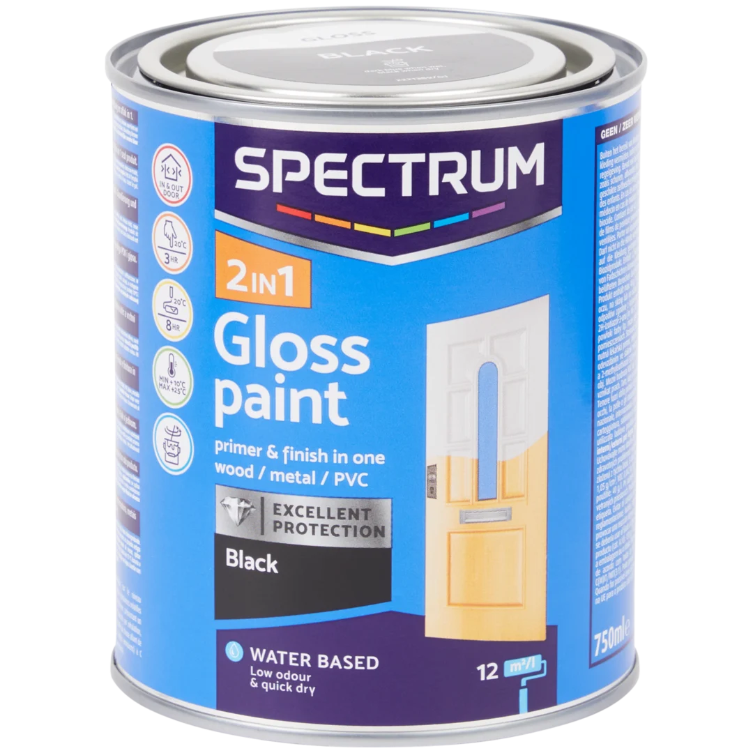 Spectrum 2-in-1 hoogglans verf zwart 1
