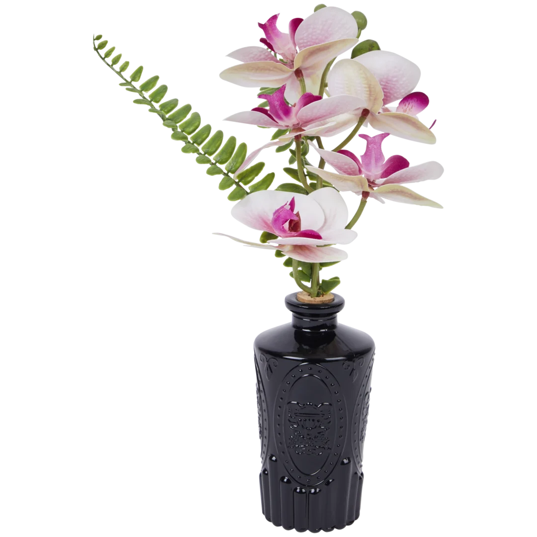 Künstliche Orchidee in Glasflasche 1