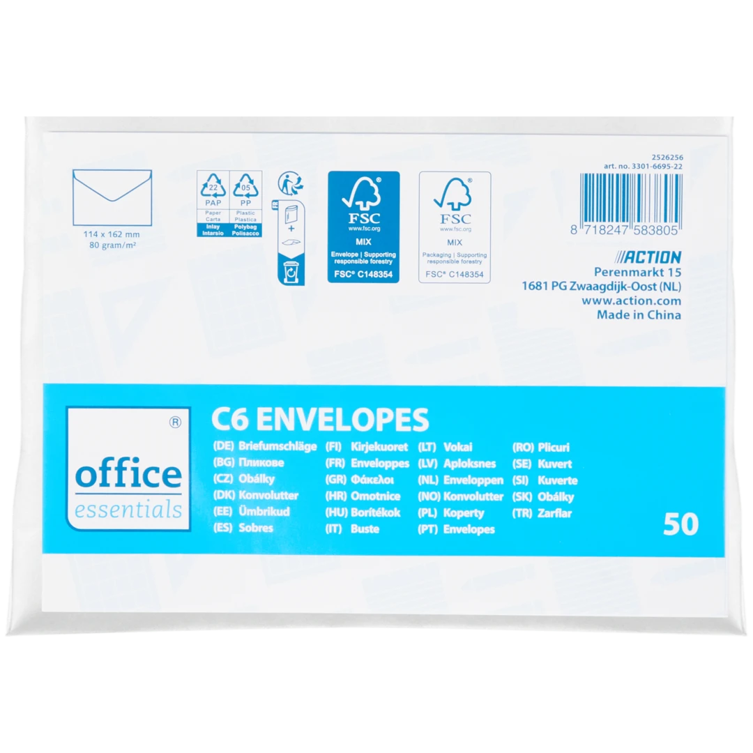 Enveloppes Office Essentials C6 1