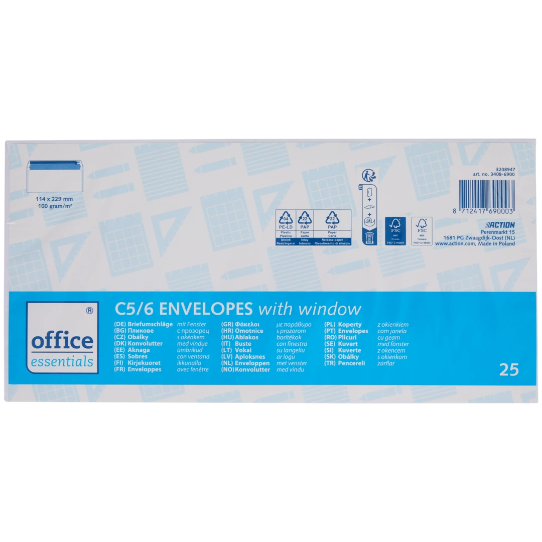 Office Essentials enveloppen met venster C5/6 2