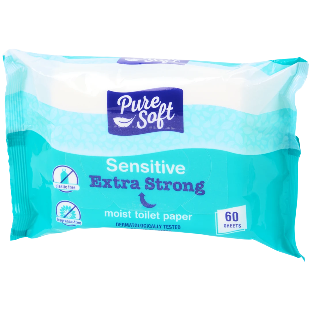 Wilgotny papier toaletowy Pure Soft Chusteczki Bio-Flush 1