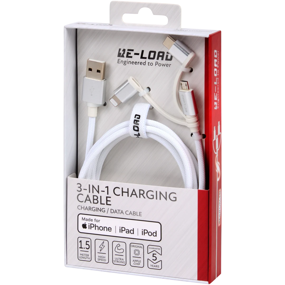 Câble de charge et de données 3-en-1 haut débit Re-load 3