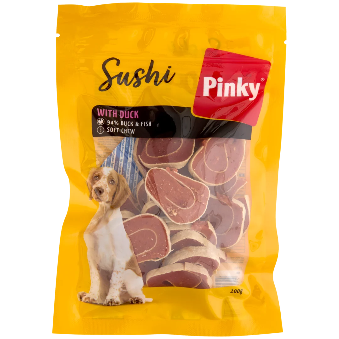 Maškrty pre psov Pinky Sushi Duck 1