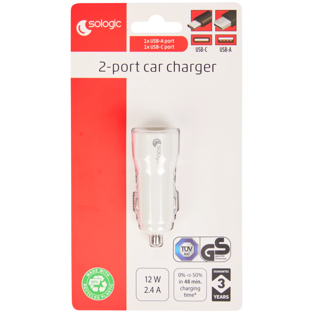 Chargeur allume-cigare 2 ports Re-load USB-A 3