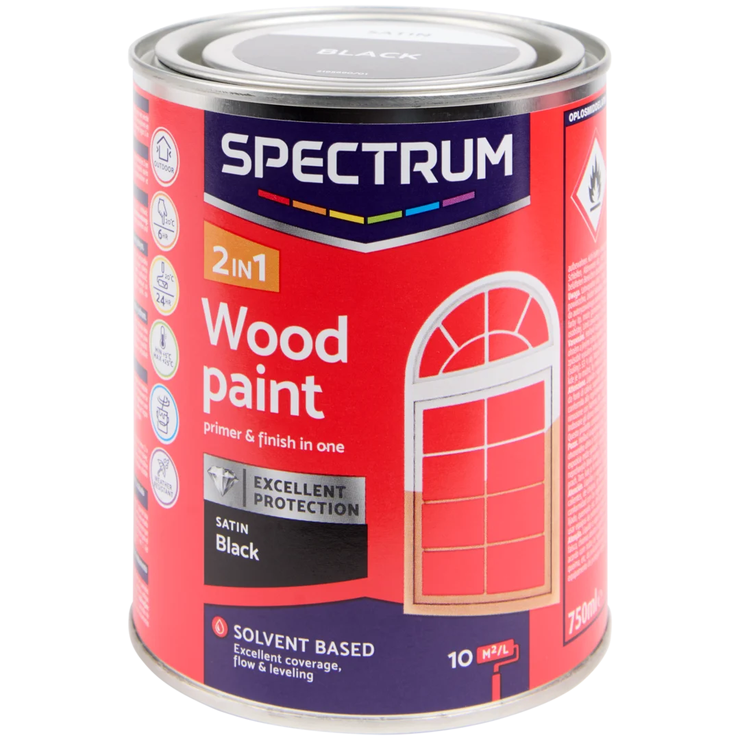 Spectrum 2-in-1 zijdeglans houtlak zwart 1