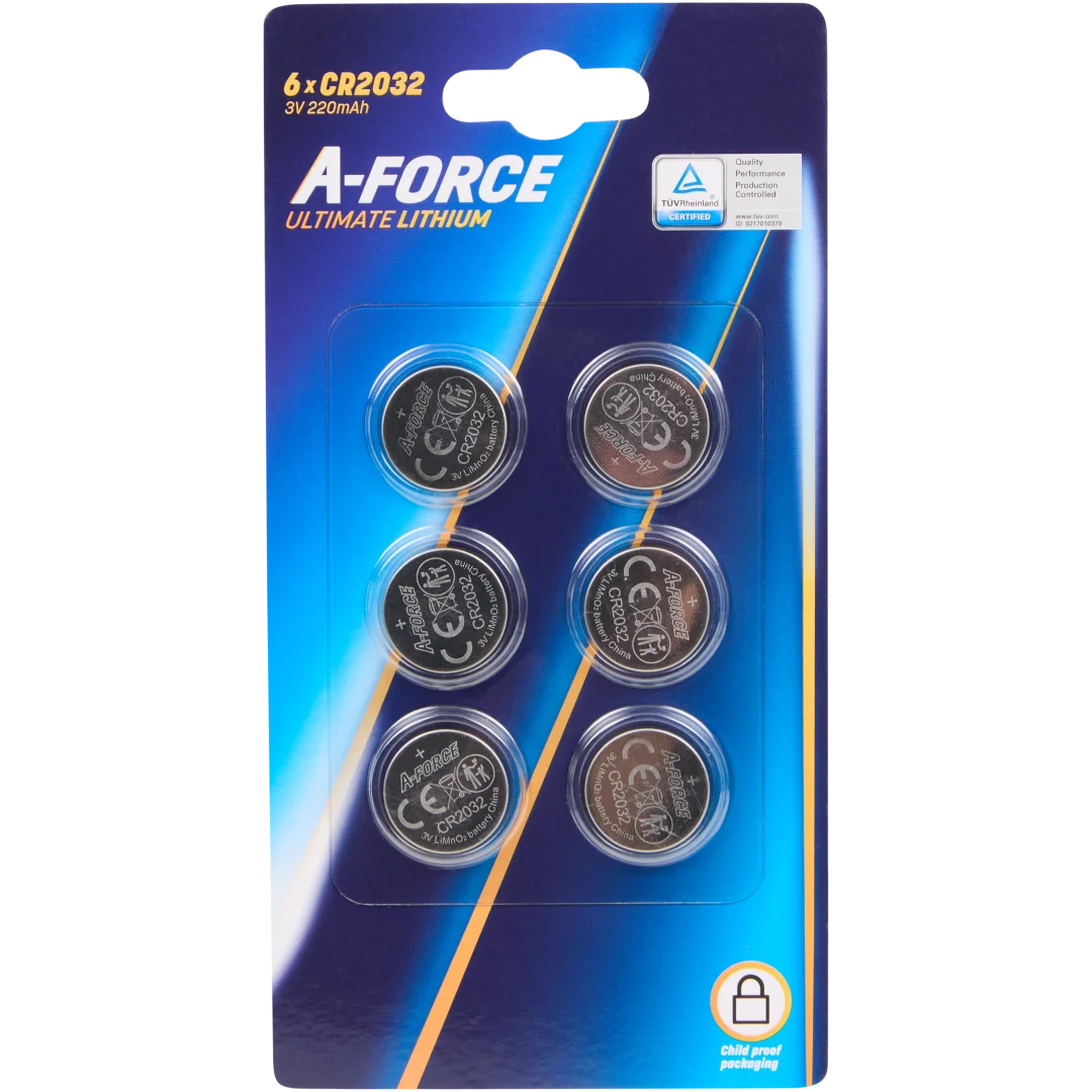 Pilhas tipo botão A-Force CR2032 1