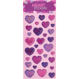 hartvormige stickers rood/roze regenboog confetti