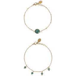 Gold plated armbandjes met edelstenen (voorkeur: groen) – Goud, 2 stuks | Action NL