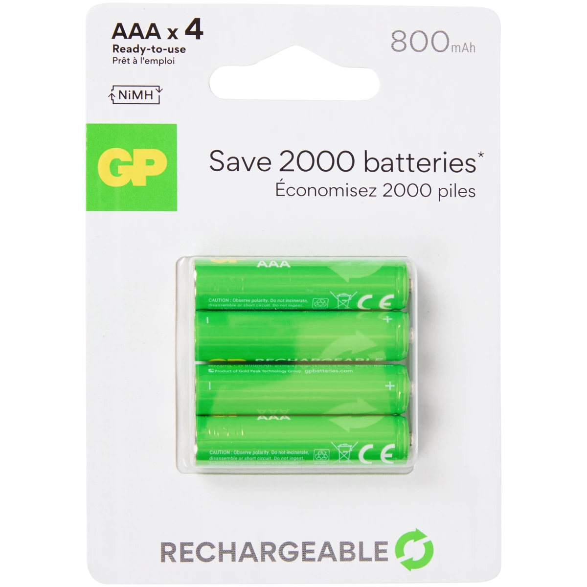 Piles rechargeables GP AAA